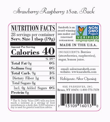 Sarabeth's - Wholesale Jam/Jelly - 18oz Strawberry Raspberry Spreadable Fruit1