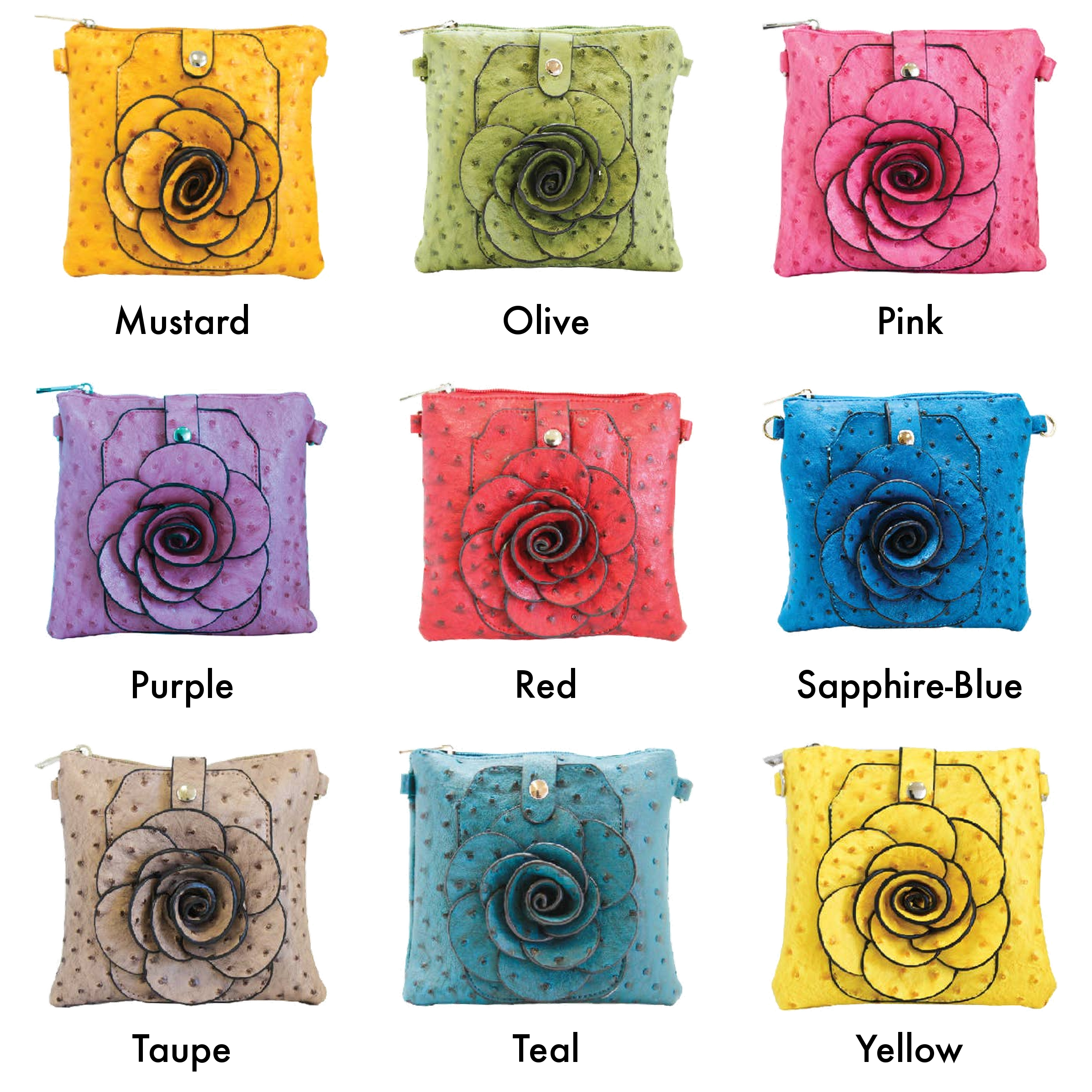 22 Tote - Vendita all'ingrosso Borsa a tracolla - Donna - Borsetta a tracolla per cellulare con fiore di struzzo22