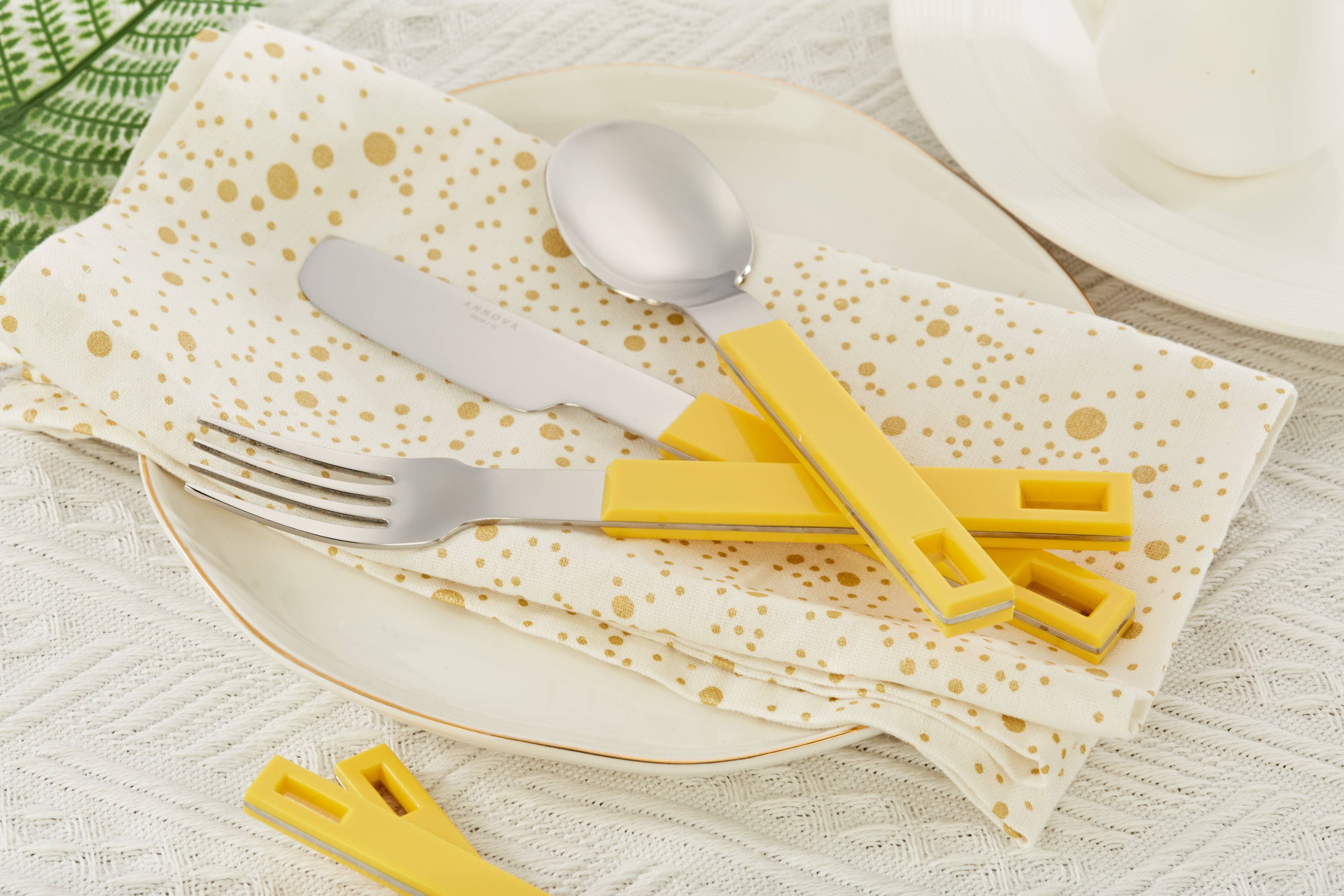 ANNOVA - Wholesale Flatware Set - ANNOVA Block Handle Silverware Set 20 Pieces Color Modern Style Flatware1