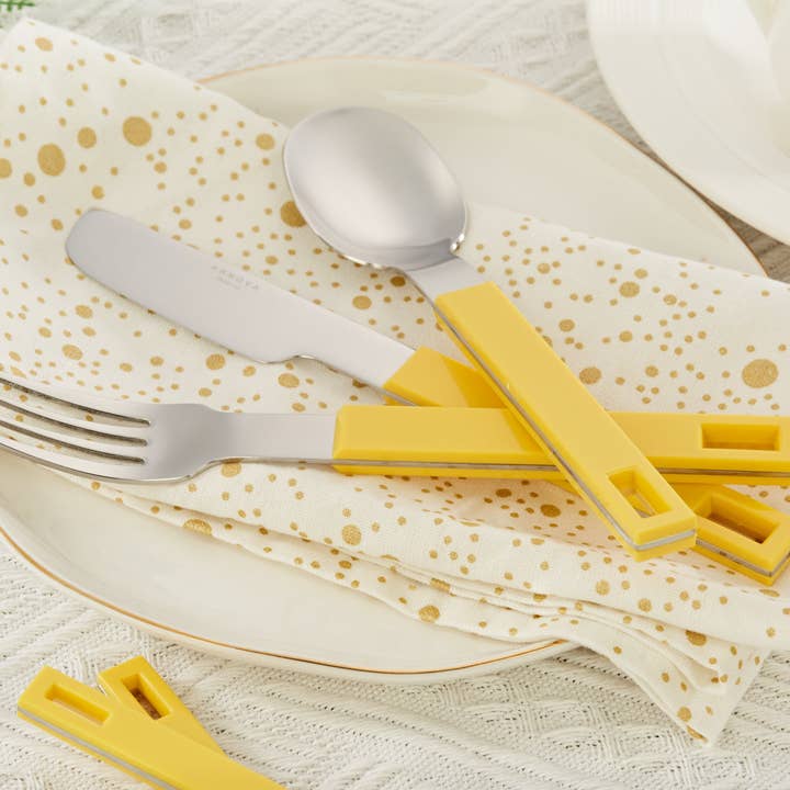 ANNOVA - Wholesale Flatware Set - ANNOVA Block Handle Silverware Set 20 Pieces Color Modern Style Flatware1