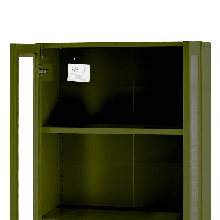Glamour Home - Wholesale Bookcase - Avice 59-inch Dark Green French Door Metal Cabinet8