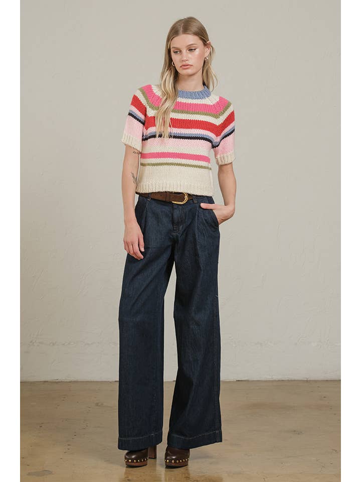 RAISONNEL - Wholesale Knit Sweater - Women's - Chunky Knit Short Sleeve Sweater - RSW10438