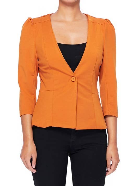 Royal DS – wholesale Blazer - Dam – Solid kavaj med puffärm och knäppning