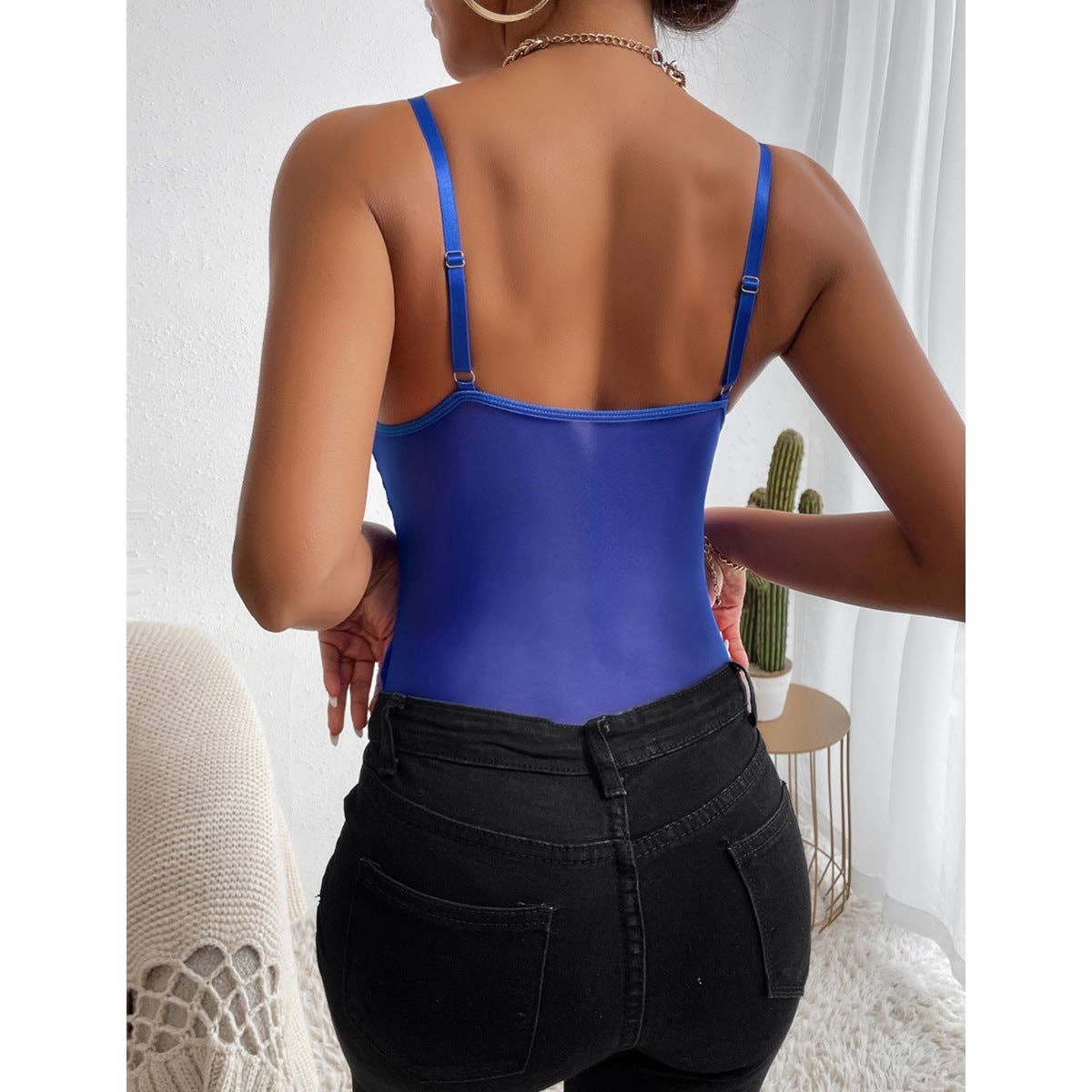 Sweetkama – Engroshandel Bodysuit undertøj - Dame – Bodysuit med blomsterblonder Gennemsigtig Teddy C80037