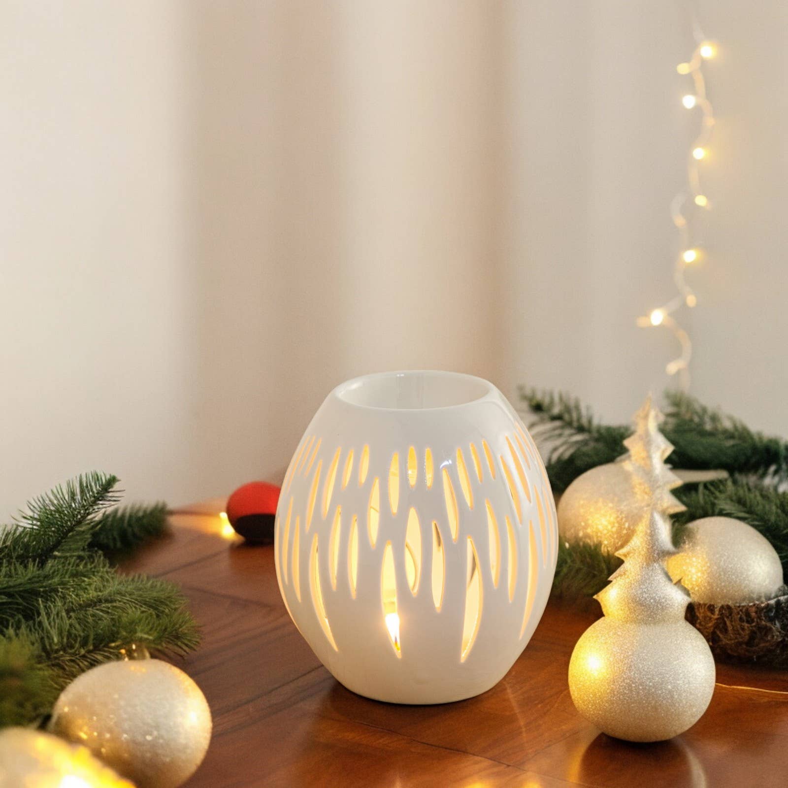 Zen'Arôme - Vente Diffuseur de parfum chauffant - Bruleur huile et cire parfumée en céramique Ovali Blanc7