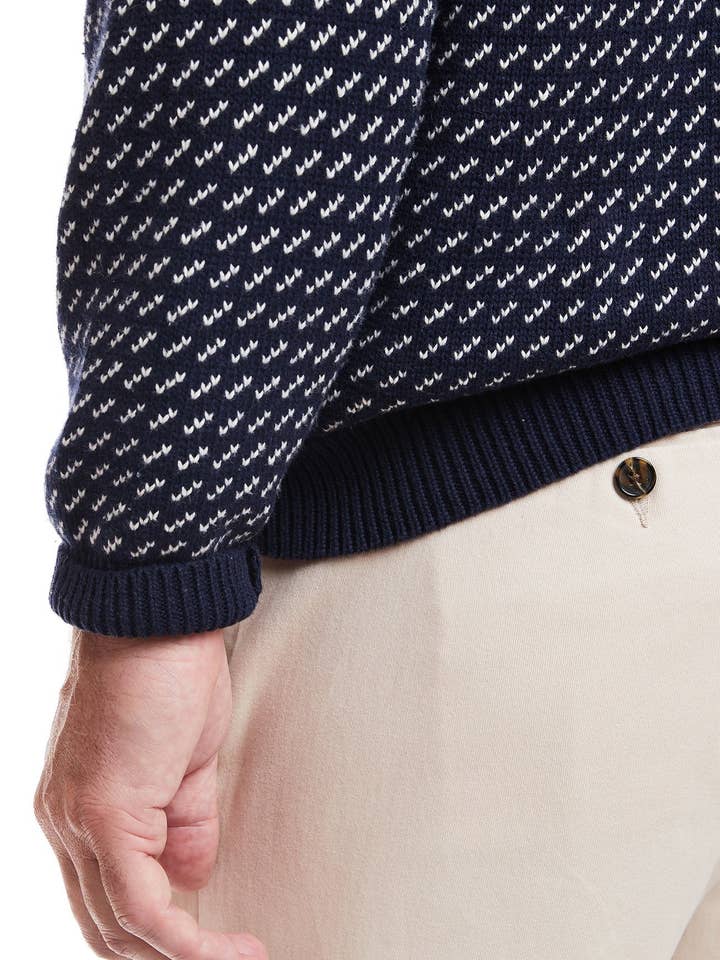 1/4 Zip Sweater Navy Birdseye for wholesale on Faire