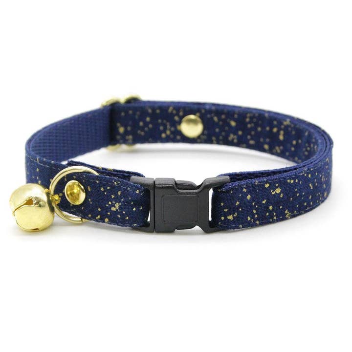 Made By Cleo - Wholesale Pet Collar - Cat - "Starry Night" - Night Sky Cat Collar & Bunny Ear Bow Set