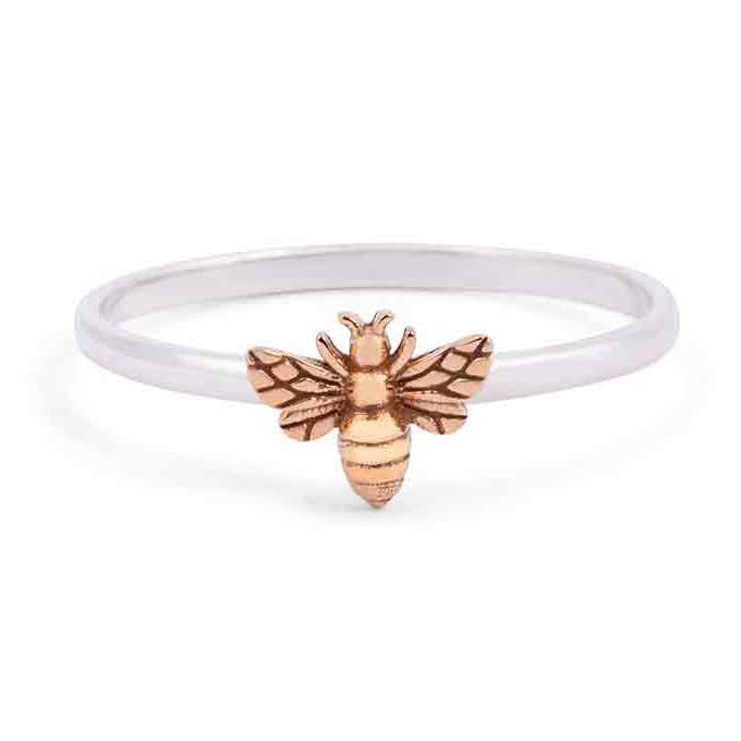 Sterling Silver Ring with Tiny Bronze Bee for wholesale by Nina Designs