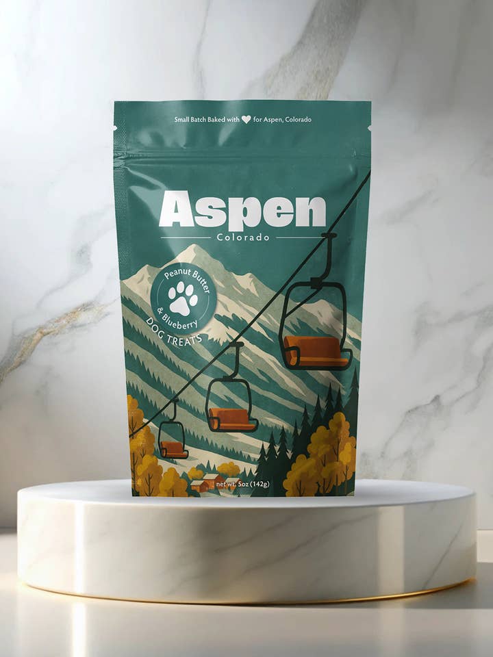 Aspen, CO Winter Souvenir Dog Treats - 5oz Small-Batch for wholesale by Neoteric Brands