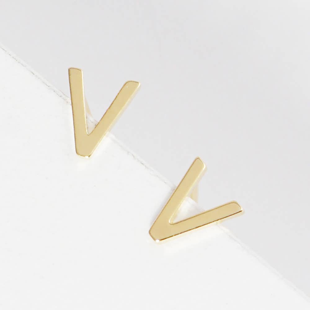 Sensibling Corp. - Wholesale Stud/Post Earrings - Gold Dipped Metal Initial Monogram Stud Earrings52