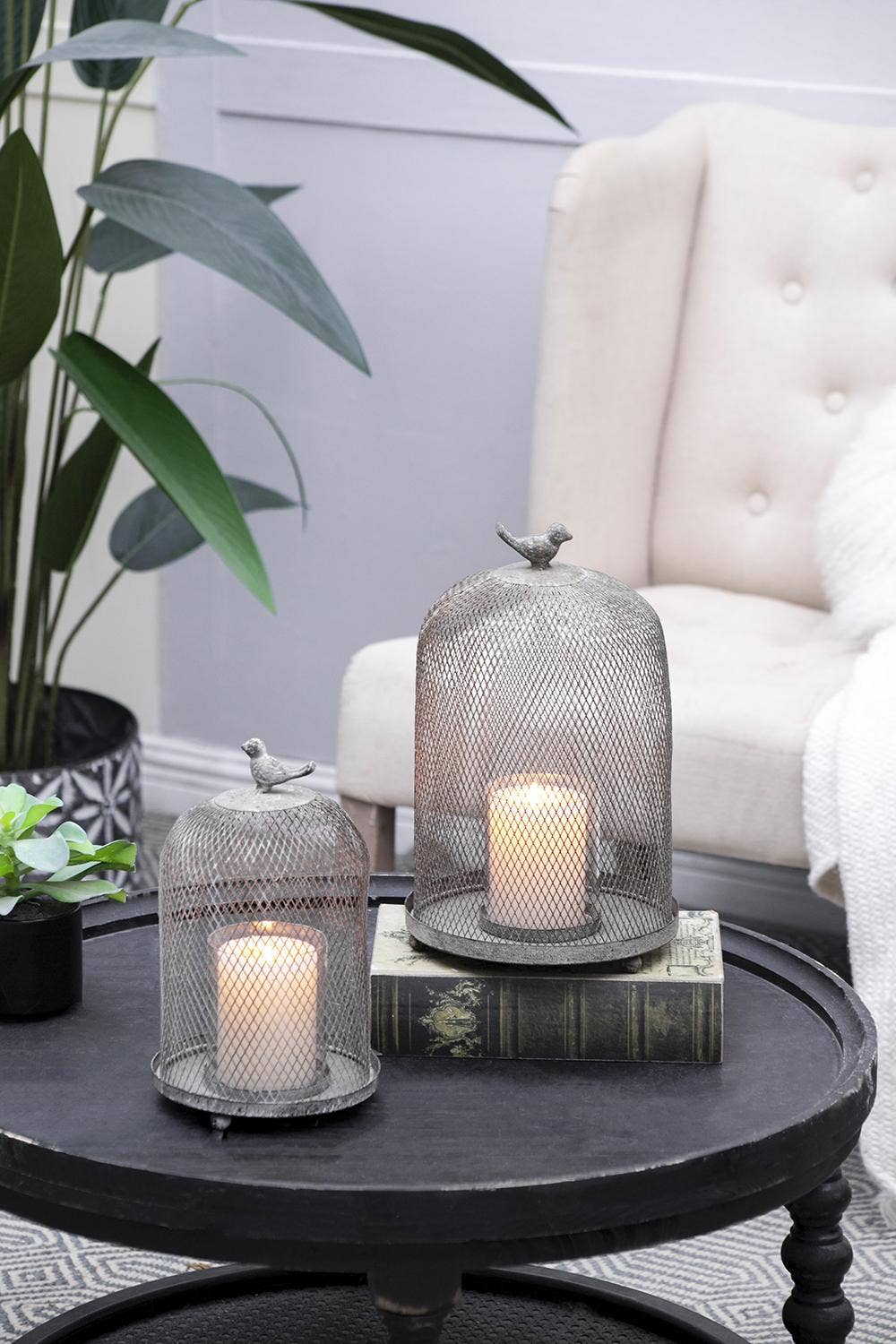 A&B Home Group Inc. - Wholesale Candle holder - S/2 Sparrow Antique Mesh Candle Holders - Gray3
