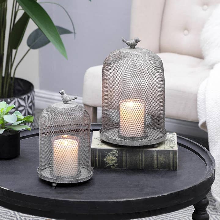A&B Home Group Inc. - Wholesale Candle Holder - S/2 Sparrow Antique Mesh Candle Holders - Gray3