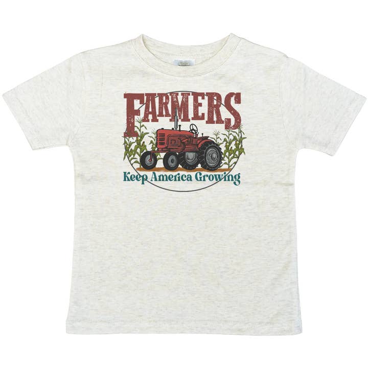Boeren die Amerika laten groeien Rode Tractor Jeugdshirt voor wholesale door Barefoot Baby