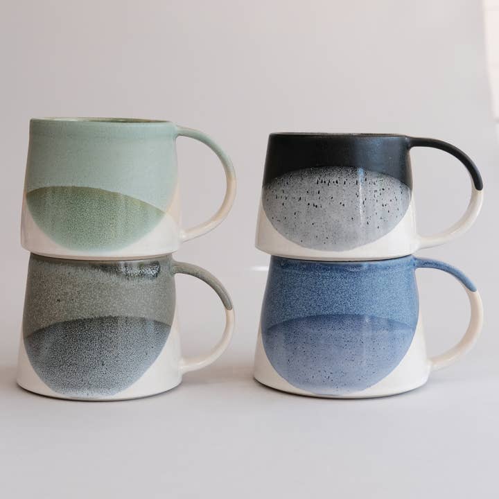 12 fl oz low mug - handmade, porcelain for wholesale by FHAR Studio