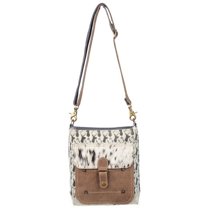 Benjamin International - Wholesale Shoulder Bag - Women's - Deer Print Canvas Shoulder Bag With Cowhide Pocket