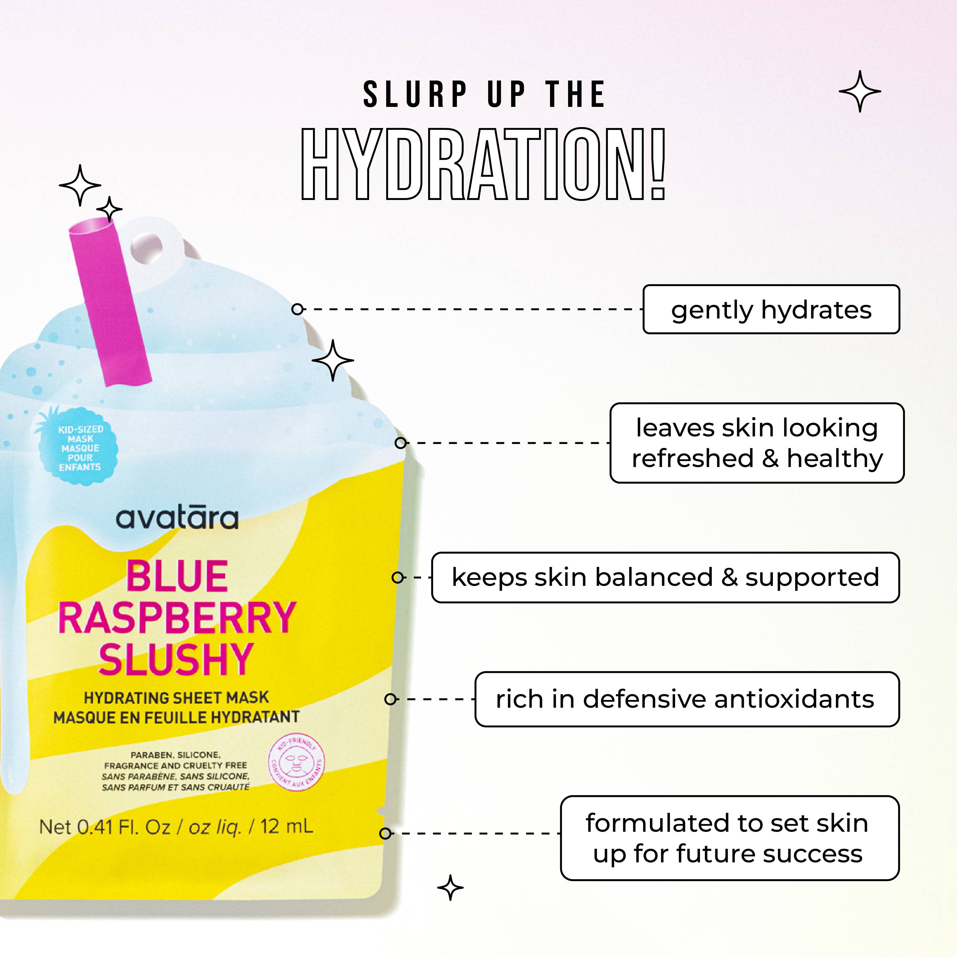 Avatara - Wholesale Skincare Face Mask - Blue Raspberry Slushy Kid's Mask8