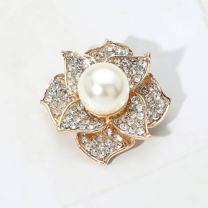 Sensibling Corp. - Wholesale Brooch - Stone Paved Flower Pin Brooch