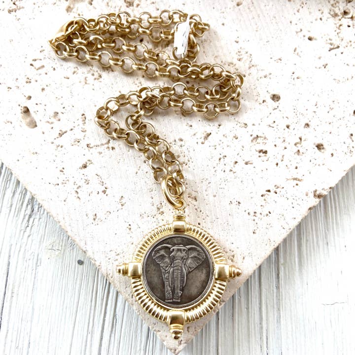 VB&CO Designs Handmade Jewelry – wholesale Pendant/charm necklace – Elephant coin necklace zoo jewelry1