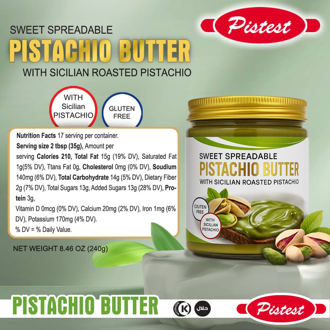 Pistest – Manteiga de frutos secos por atacado – Manteiga de Pistácio 240 Gramas 8,4 oz1
