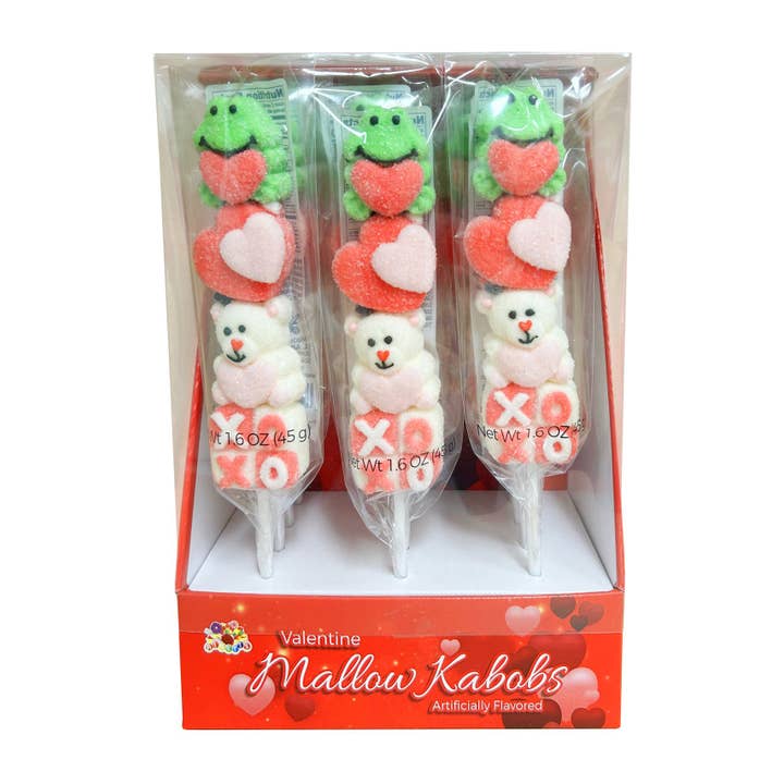Brochettes de guimauve en forme de cœur pour la Saint-Valentin, 4 pièces, 12 unités pour la vente par Grandpa Joe's Candy Shop