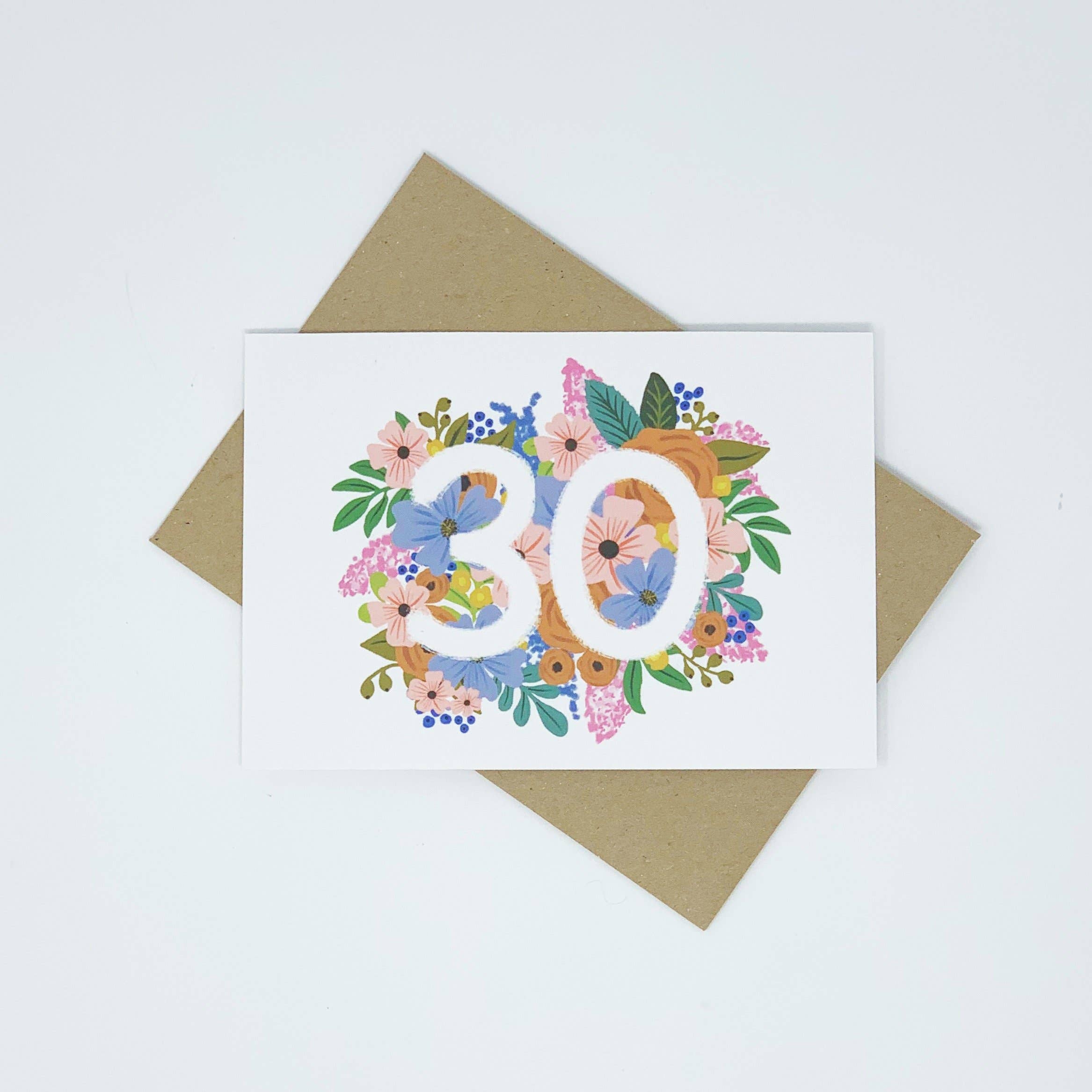 Lomond Paper Co - Wholesale Birthday Card - Colourful, Floral 30th Birthday Card2