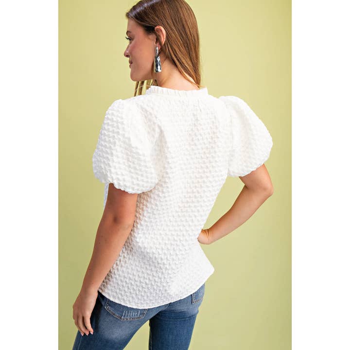 STYLE USA - Vente Tunique – femme - NOUVEAU Haut à manches bouffantes texturées17