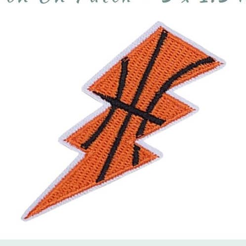 Baseketball Bolt Embroidered Patch for wholesale by Beast Threads LLC