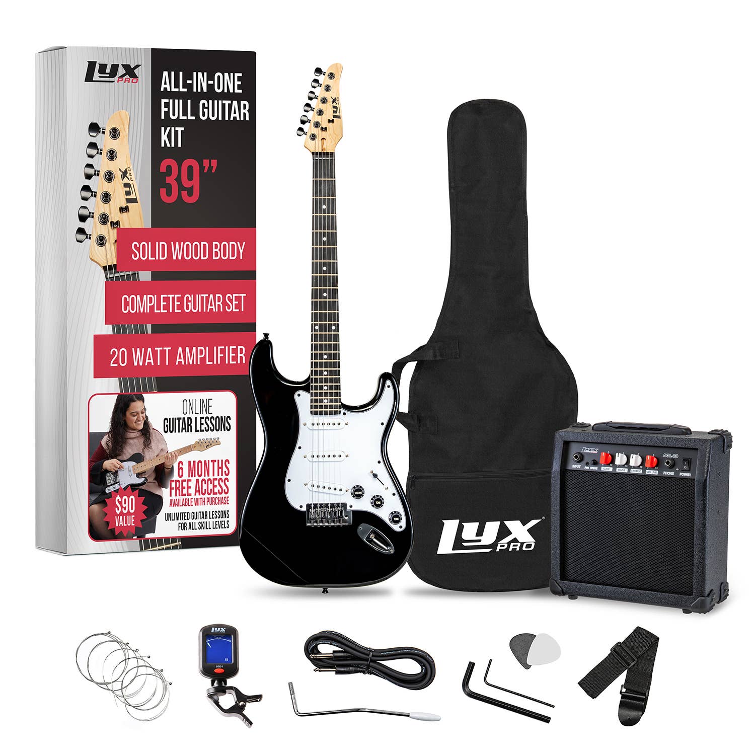 LyxPro - Wholesale Musical Instrument - Beginner 39” Electric Guitar Kit & Starter Set Accessories11