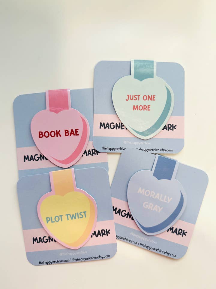 Valentine Conversation Hearts Magnetic Bookmark- sweethearts for wholesale by TheHappyArchive