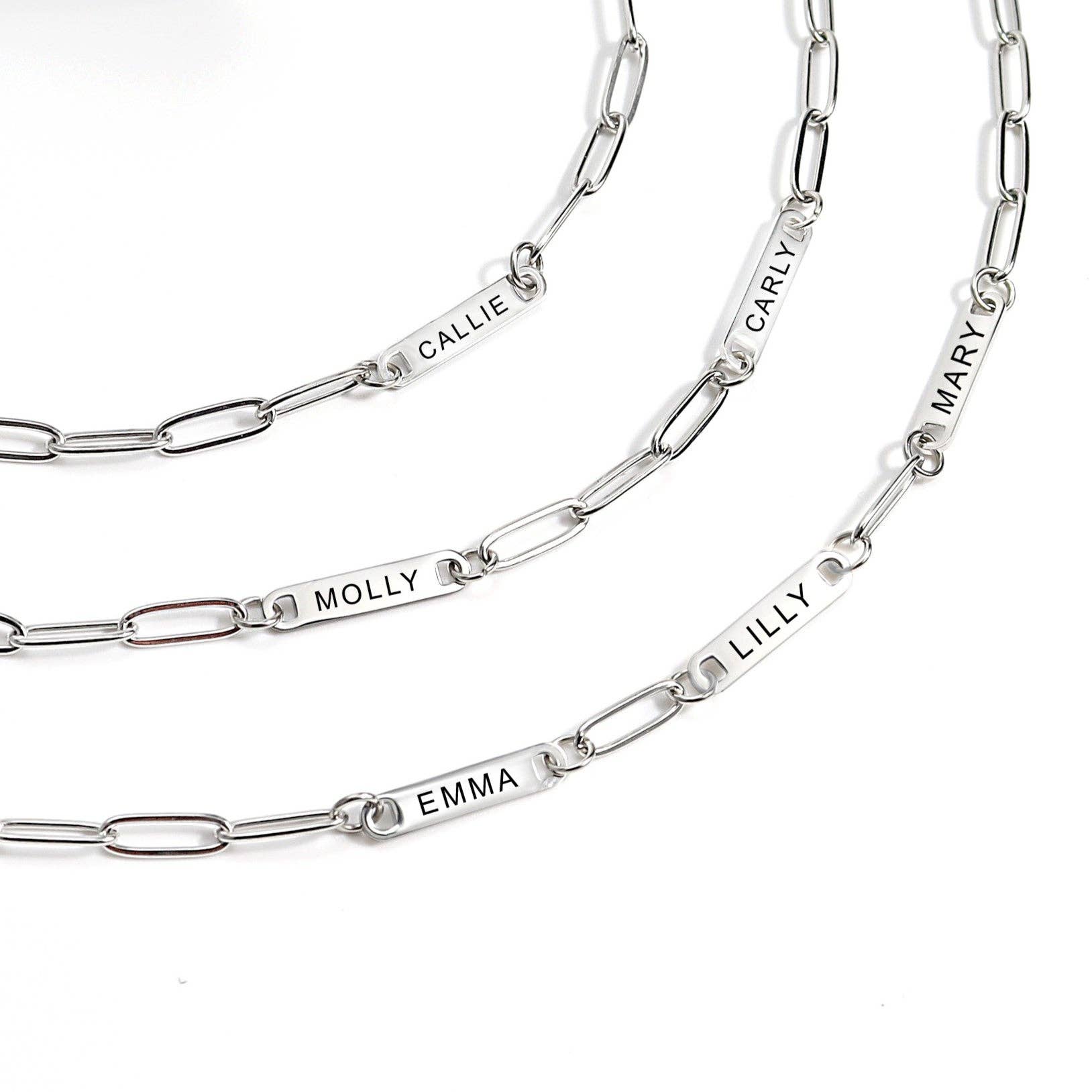 WJW - Wholesale Link & Chain Necklace - Stainless Steel Engravable Paperclip 2 Bar Necklace1
