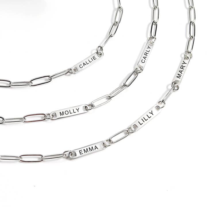 WJW - Wholesale Link & Chain Necklace - Stainless Steel Engravable Paperclip 2 Bar Necklace1