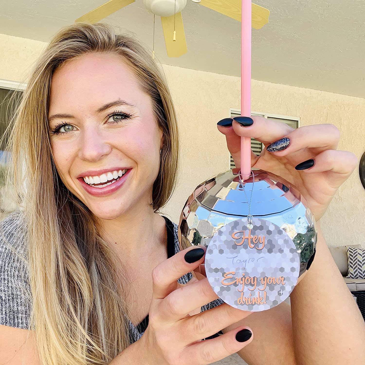 Bolaras - Wholesale Disposable Cup - Bolaras Silver Disco Ball Cup with Name Tag (Set of 4)4