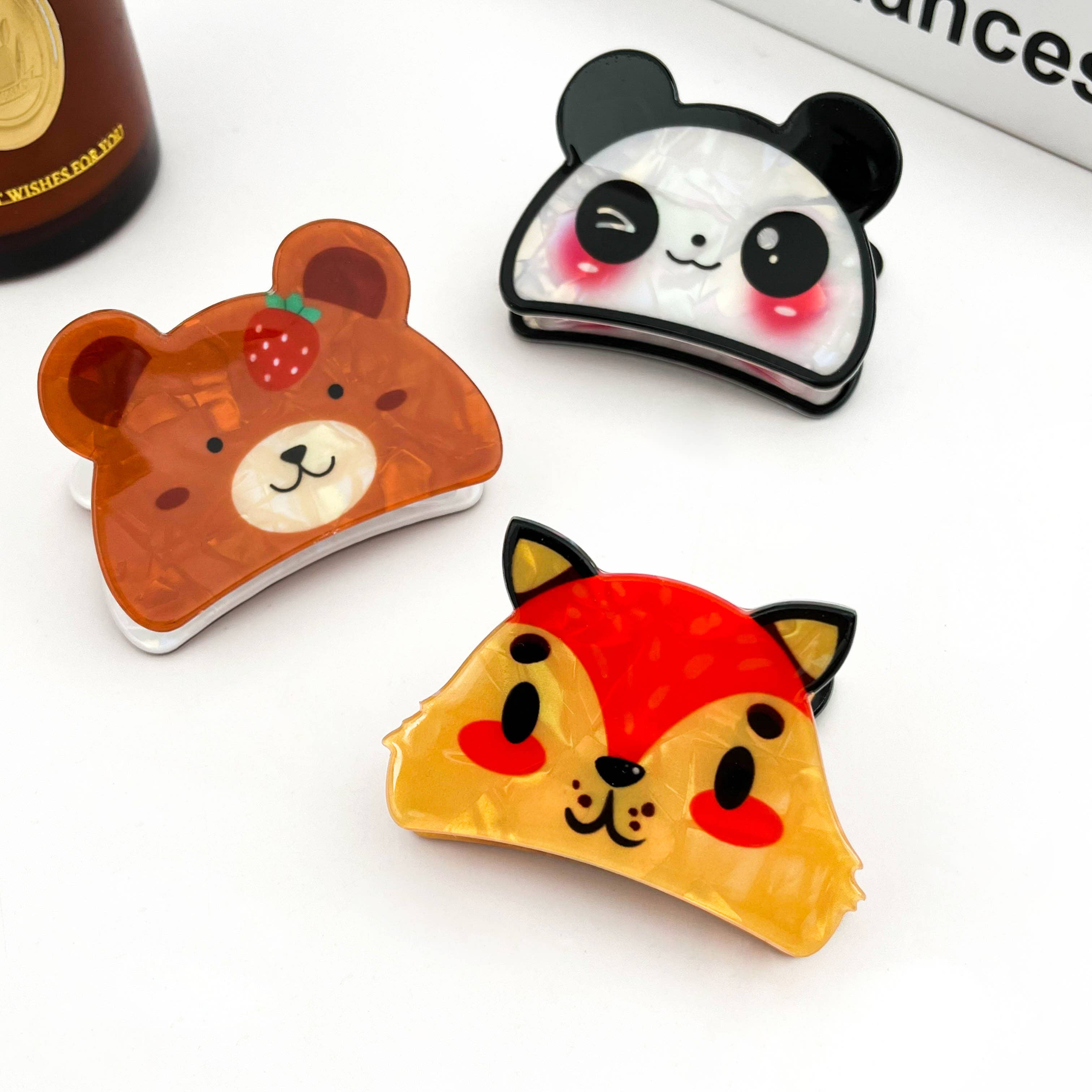 TheDivaSoap - Wholesale Hair Clip - Women's - Cute Animal Head Claw Hair Clips, Panda, Cat & Dog Hair Clip6