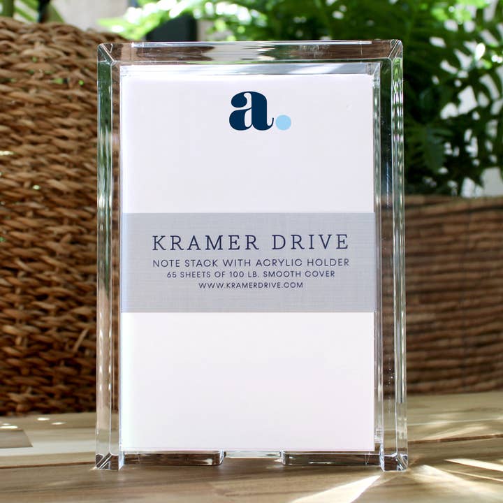 Navy & Light Blue Chunky Dot Initial Note Stack for wholesale by Kramer Drive