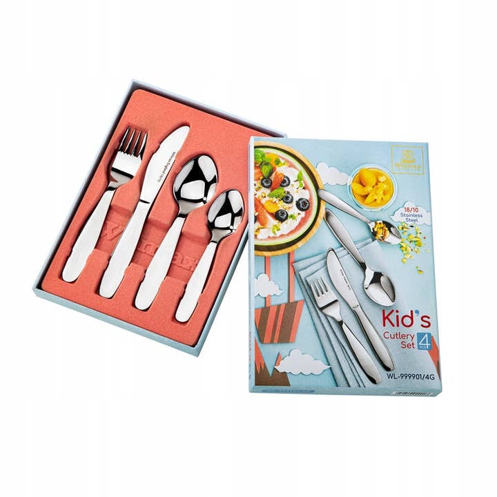 Wilmax Europe - Venta al por mayor Conjunto de cubiertos - Niños y bebés - Juego de cubiertos para niños en caja de regalo WL‑999901/4G