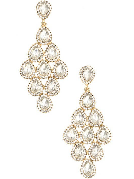 DRÅBEFORMET DIAMANT LINK KRYSTAL PERLE ØRERING for engroshandel hos Andrea Bijoux