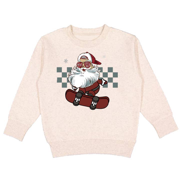 Santa Skater Crew Sweatshirt, naturlig (småbørn, unge, voksne) for engroshandel hos Micro Me