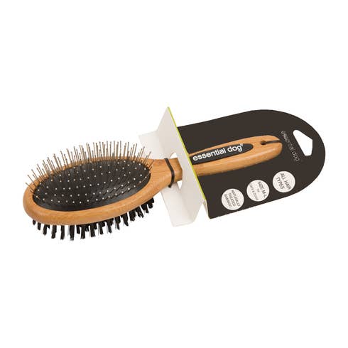 Essential Dog - Vente Brosse – chat et chien - Brosse double face en bambou naturel pour chats et chiens2