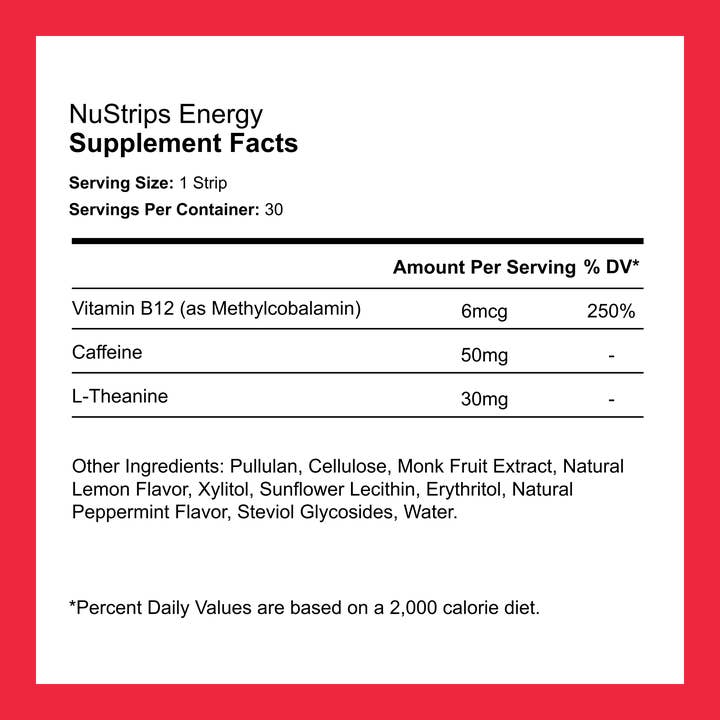 NuStrips - Wholesale Oral Supplement/Vitamin - NuStrips Energy (Lemon Flavor)