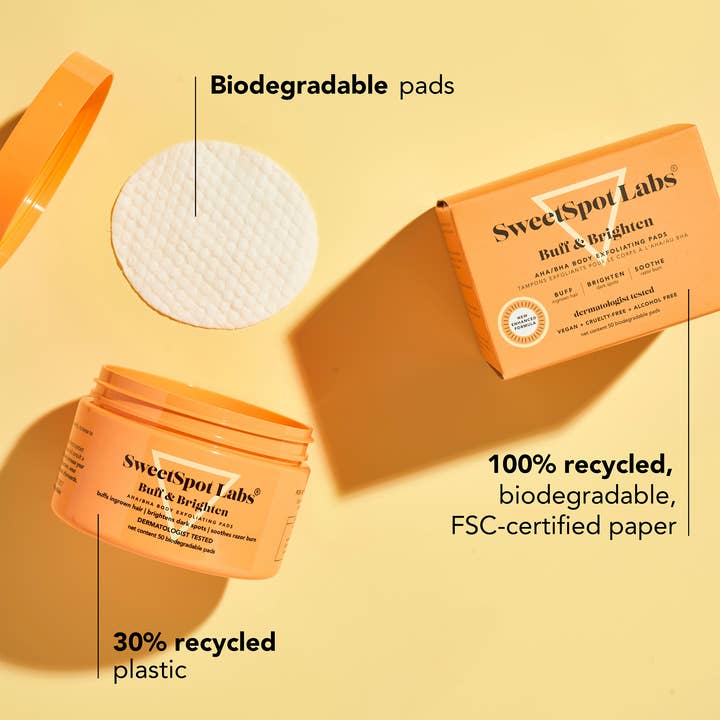 Sweetspot Labs - Wholesale Body Scrub/Exfoliant - Buff & Brighten AHA/BHA Bikini & Body Exfoliating Pads- 50ct