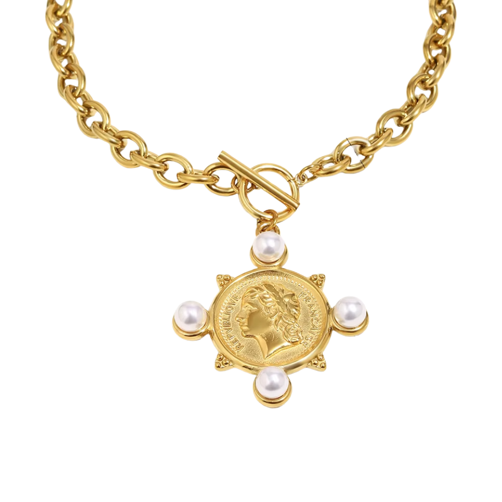 Deep South Originals Inc. - Wholesale Pendant/Charm Necklace - Coin & Pearl Medallion Necklace0