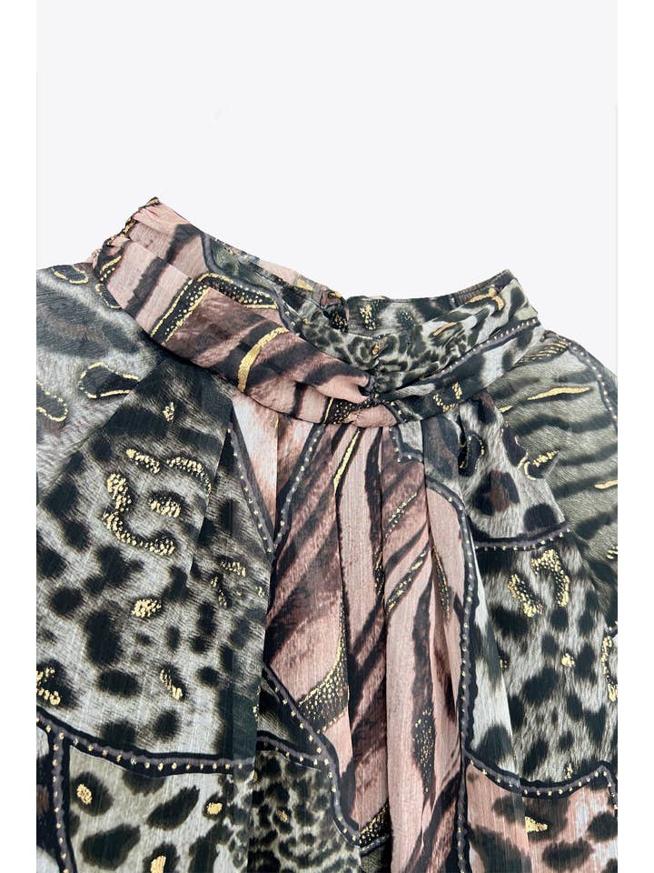 ELLI WHITE - Wholesale Blouse - Women's - Animal print blouse with golden highlights1