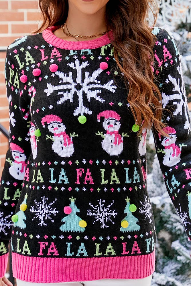 Comely Fashion - Wholesale Knit Sweater - Women's - Christmas Cartoon Elements Jacquard Knit Pullover Sweater6