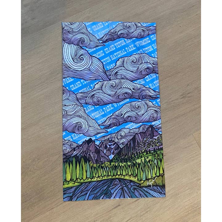 Heidi Garner Studio - Vente Tour de cou/col tube – unisexe - Grand Teton - Œuvre Originale - Cache-cou Hoo-rag