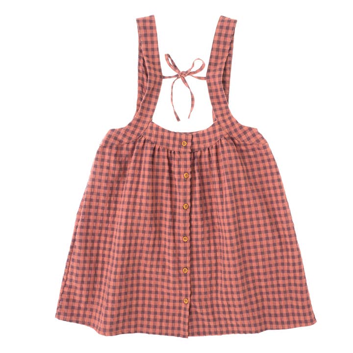 dunkel rosa Karierten Rock mit Trägern W33522 für den Großhandel auf Faire