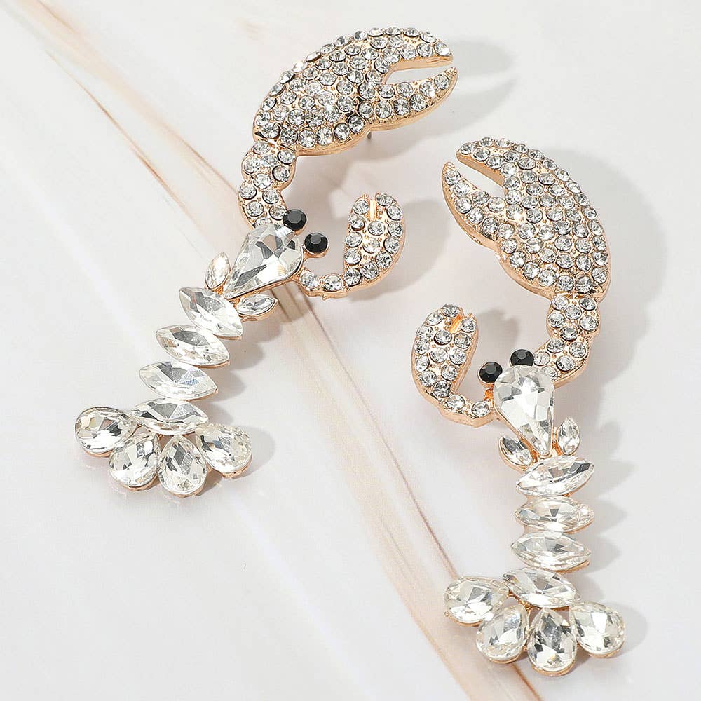 Sensibling Corp. - Wholesale Hangende/ronde oorbellen - Statement oorbellen met meerdere stenen en hangende kreeft.2