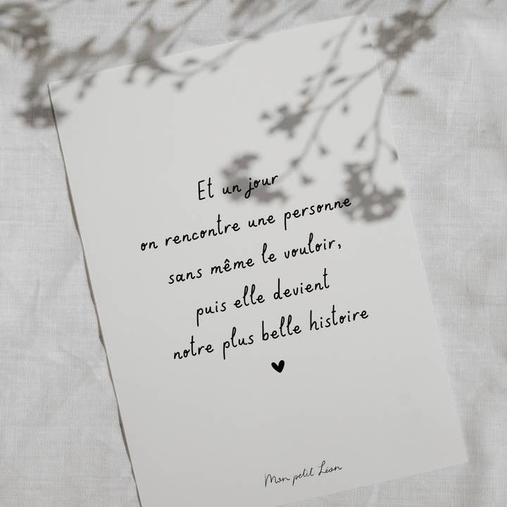 Mon petit Léon - Vente Cartes de déclaration d'amour - Carte A6 citation un jour on rencontre une personne