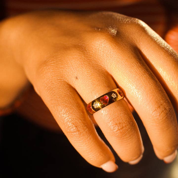 Kamari Heart Stoned Ring for wholesale by Fran's Hause