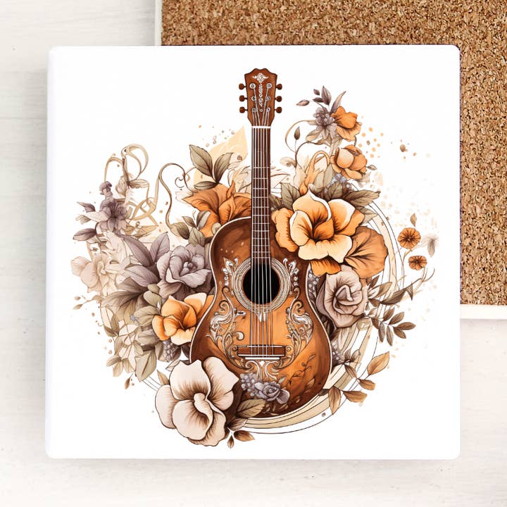 Guitar & Blomster Keramisk Bordskåner for engroshandel hos Dogwood Graphics & Design