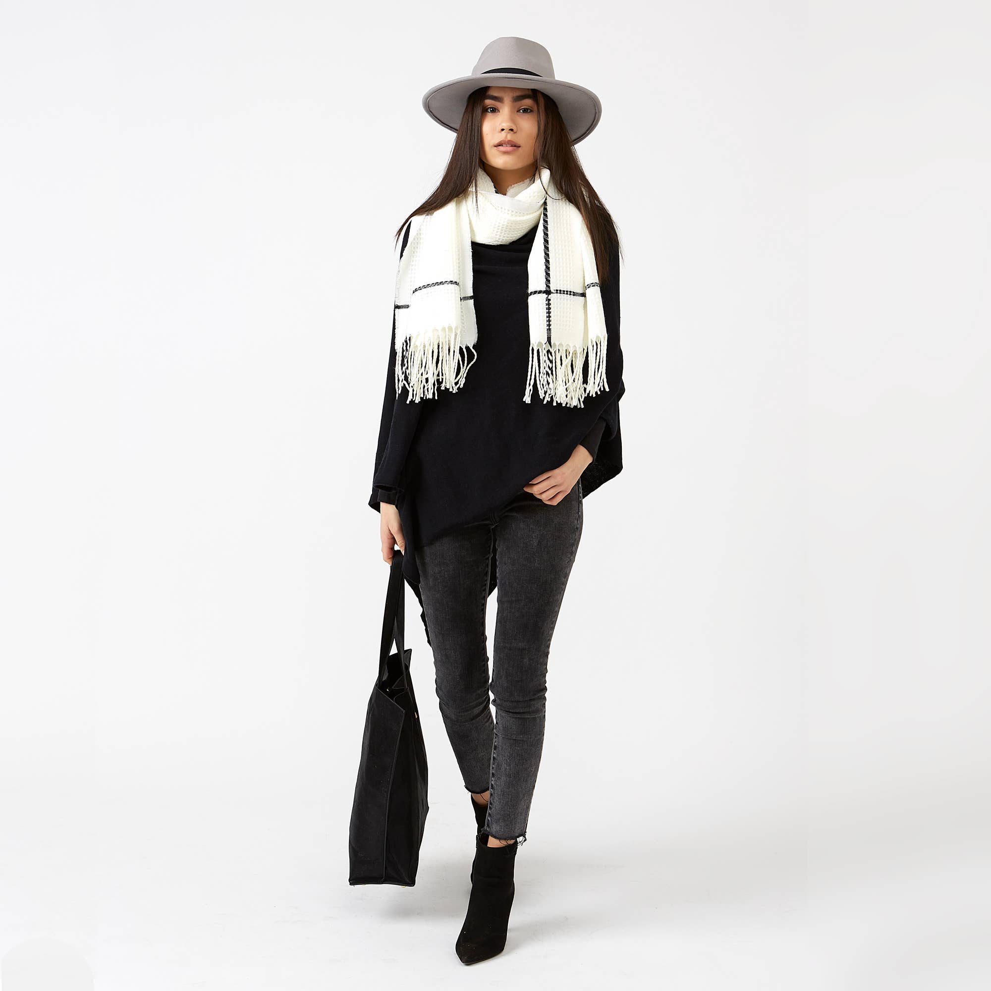 Hadley Wren - Wholesale Poncho - Women's - Black Solid Cotton Poncho1